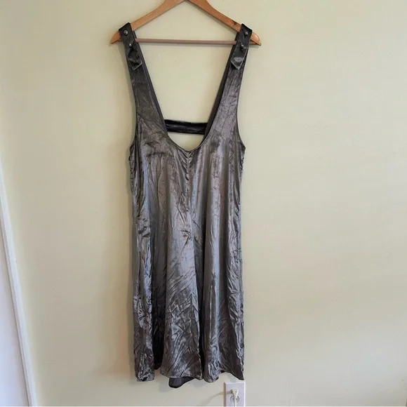 Anthropologie Maeve Velvet Cropped Wide Leg Jumpsuit Overalls Silver Size XS - Picture 2 of 8